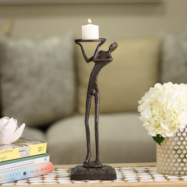 danya b "Weight of the World" Cast Iron Male Figure Candle Holder