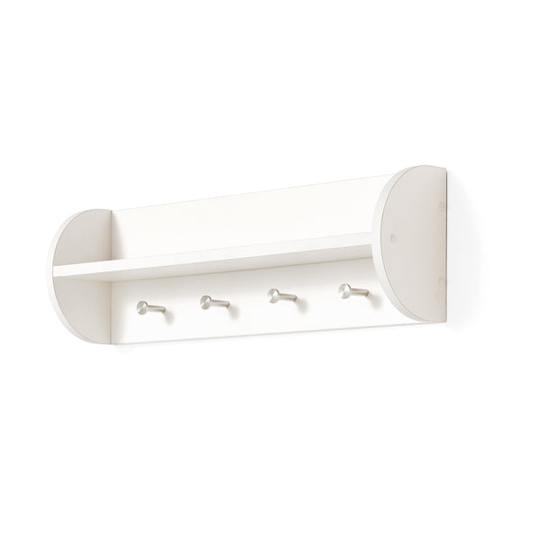 Danya B White Utility Shelf With Four Large Stainless Steel Hooks