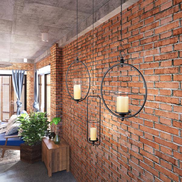 Danya B Wrought Iron And Glass Rectangular Hanging Hurricane Wall Sconce