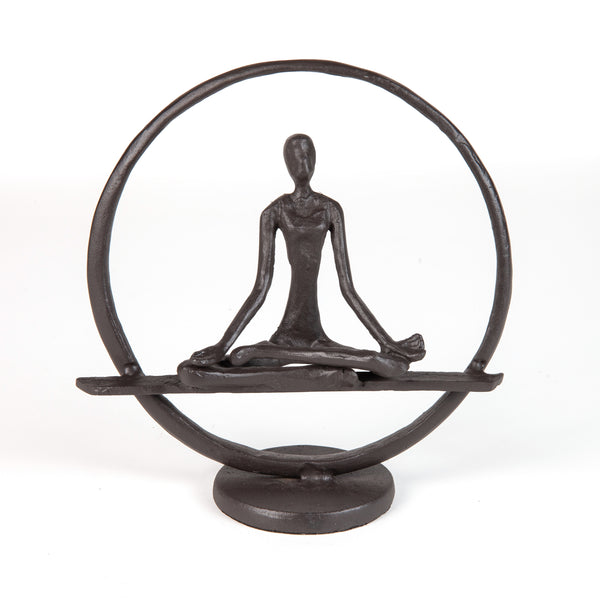 Danya B Yoga Meditation Easy Pose Circle Cast Iron Sculpture