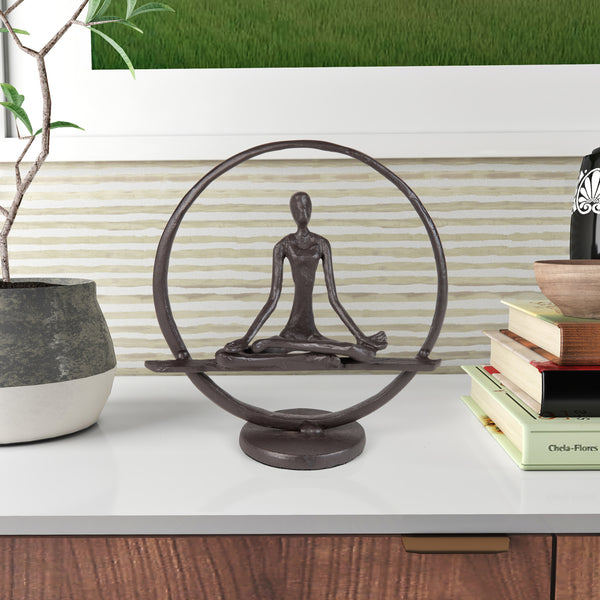 Danya B Yoga Meditation Easy Pose Circle Cast Iron Sculpture