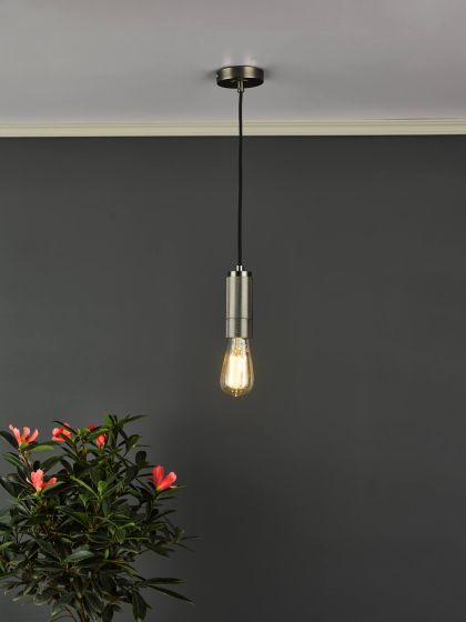 Där Lighting 1 Light Knurled Antique Chrome E27 Suspension