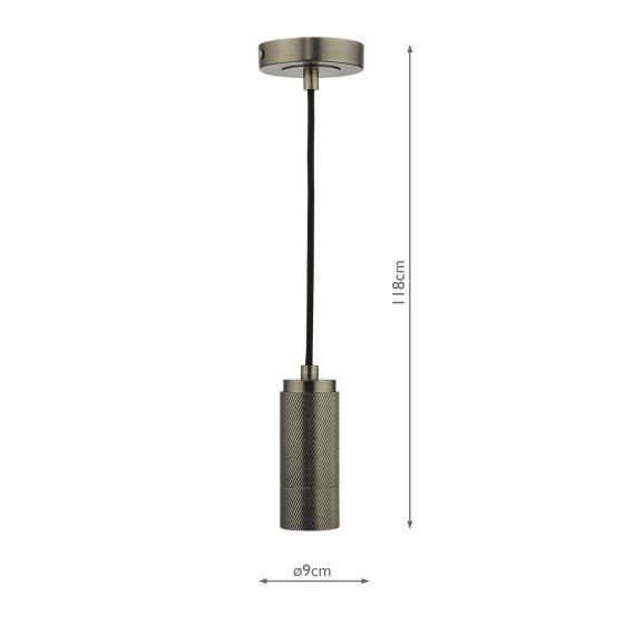 Där Lighting 1 Light Knurled Antique Chrome E27 Suspension