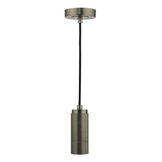där lighting 1 Light Knurled Antique Chrome E27 Suspension