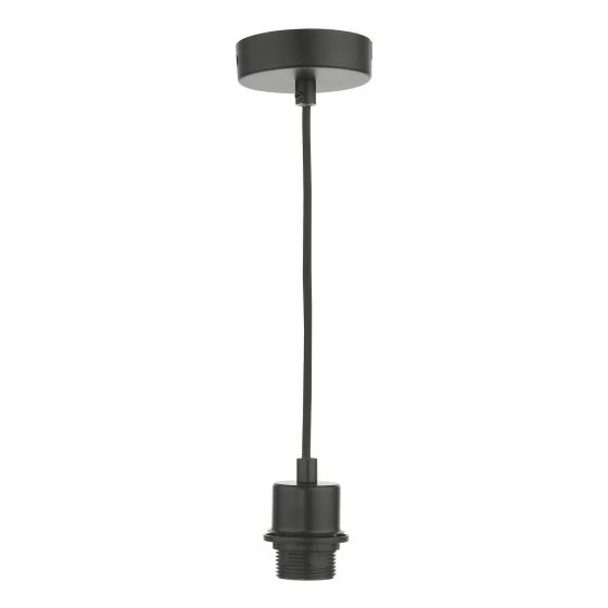 där lighting 1 Light Matt Black E27 Suspension With Black Cable