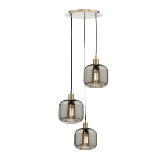 Där Lighting 3 Light Antique Brass E27 Suspension Cluster