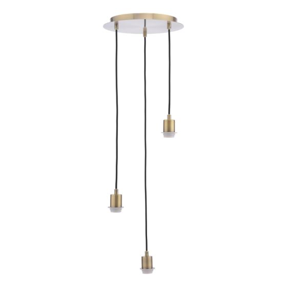 där lighting 3 Light Antique Brass E27 Suspension Cluster