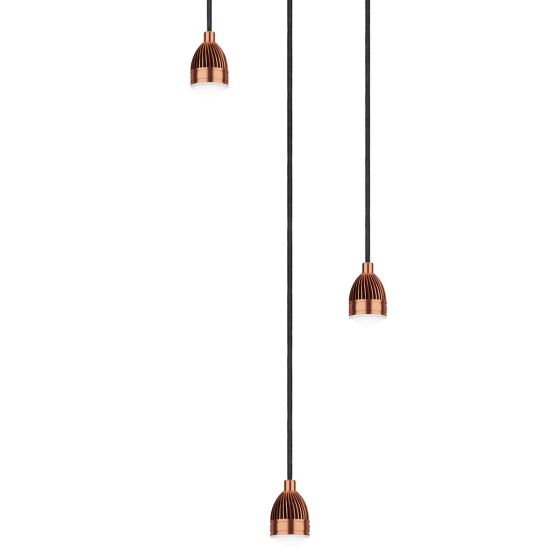 Där Lighting 3 Light Cluster Modular Suspension Copper LED