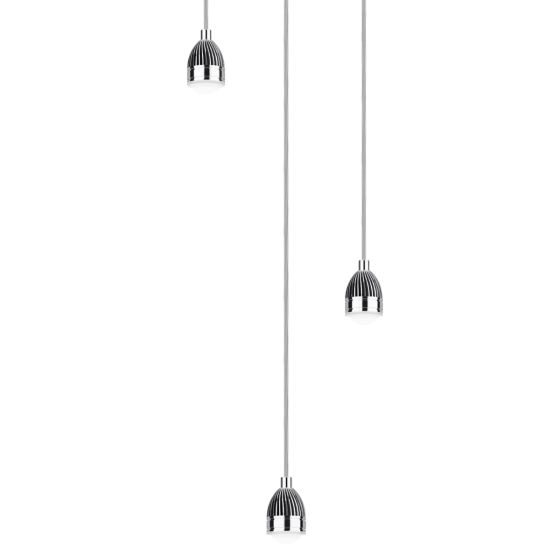Där Lighting 3 Light Cluster Modular Suspension Polished Chrome LED