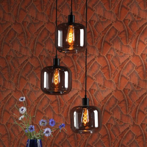 Där Lighting 3 Light Matt Black E27 Suspension Cluster