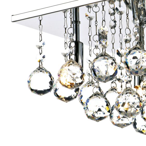 Där Lighting Abacus 4 Light Flush Polished Chrome Crystal