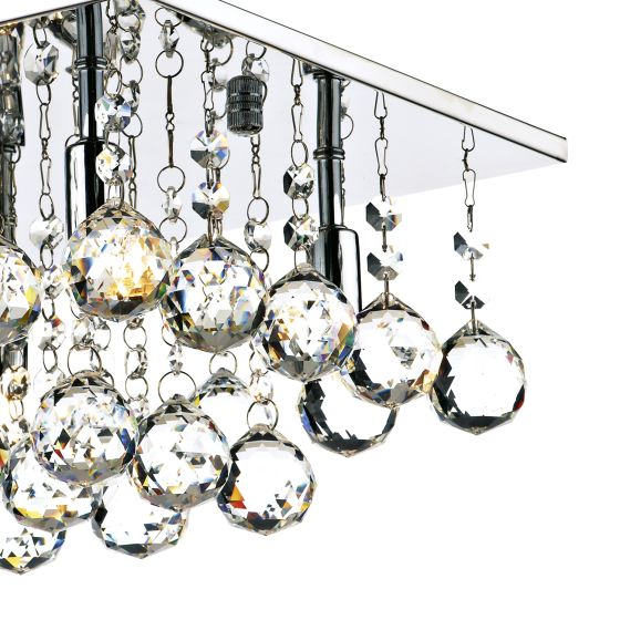 Där Lighting Abacus 4 Light Flush Polished Chrome Crystal