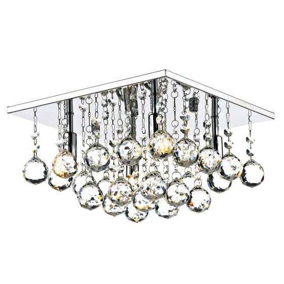 där lighting Abacus 4 Light Flush Polished Chrome Crystal
