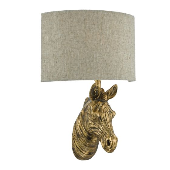 Där Lighting Abby Zebra Wall Light Gold With Natural Linen Shade