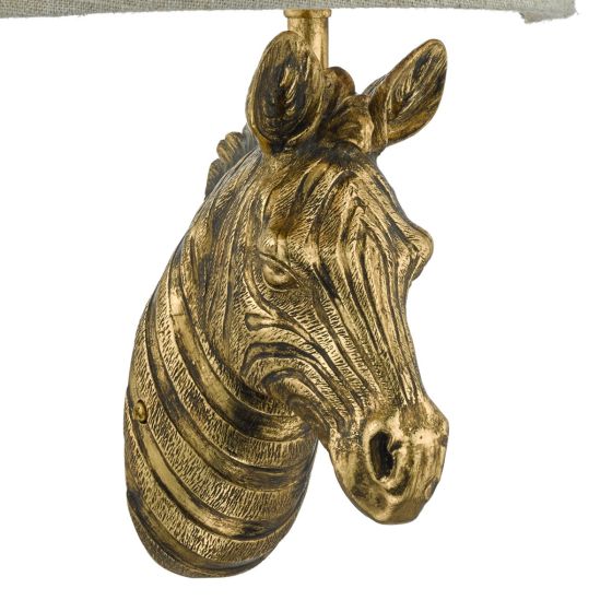 Där Lighting Abby Zebra Wall Light Gold With Natural Linen Shade