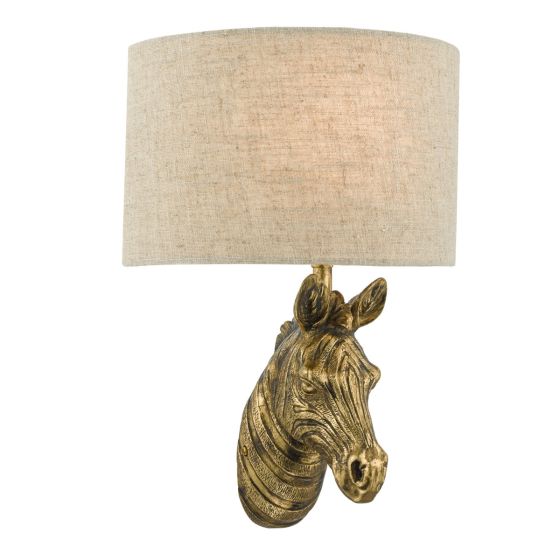 där lighting Abby Zebra Wall Light Gold with Natural Linen Shade