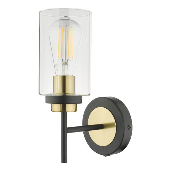 Där Lighting Abel Wall Light Satin Black & Gold With Glass Shades