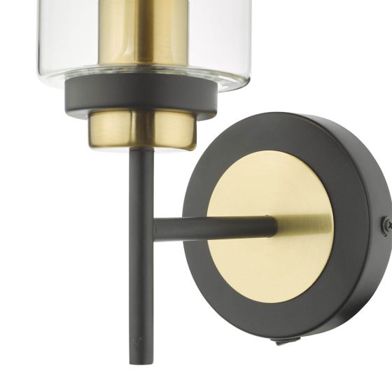Där Lighting Abel Wall Light Satin Black & Gold With Glass Shades