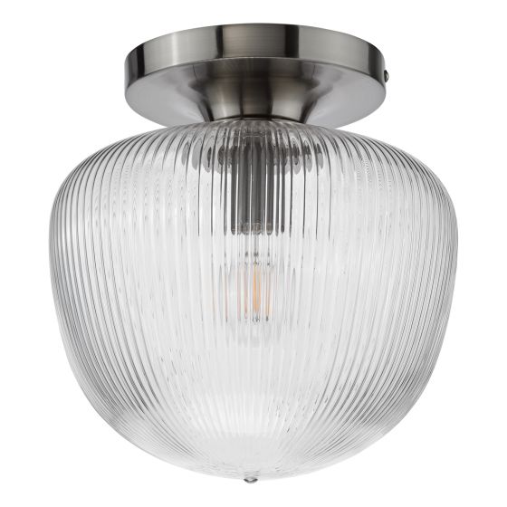 Där Lighting Abrielle Flush Polished Nickel And Ribbed Glass