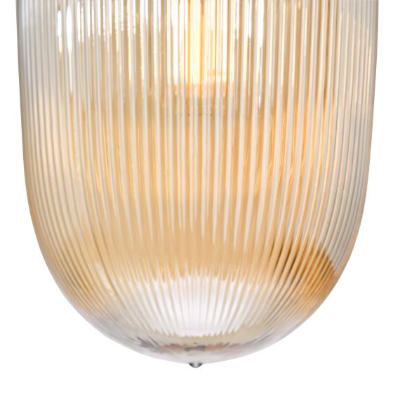 Där Lighting Abrielle Pendant Brushed Bronze And Amber Ribbed Glass
