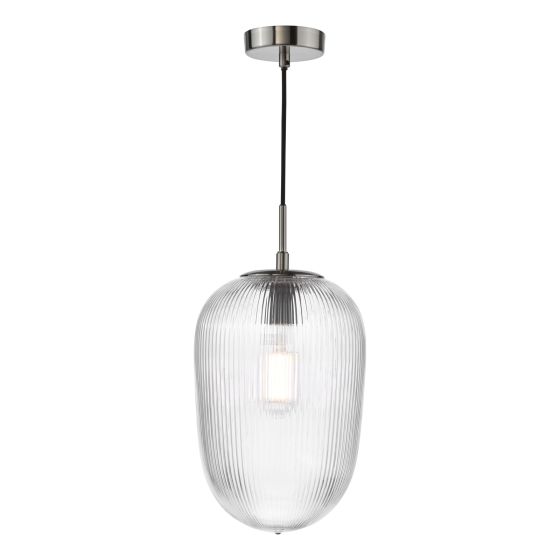 där lighting Abrielle Pendant Polished Nickel and Ribbed Glass