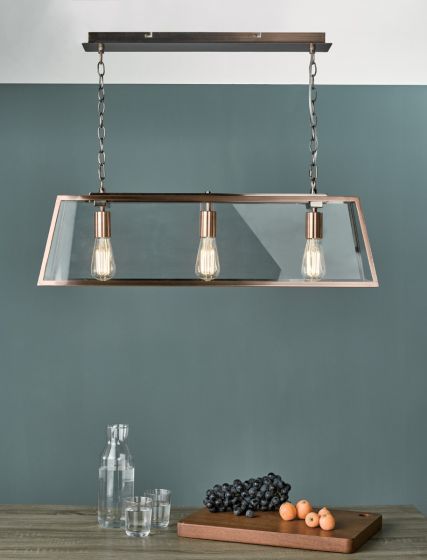 Där Lighting Academy 3 Light Bar Pendant Antique Copper