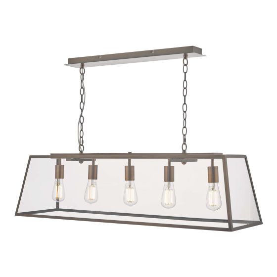 där lighting Academy 5 Light Bar Pendant Antique Copper