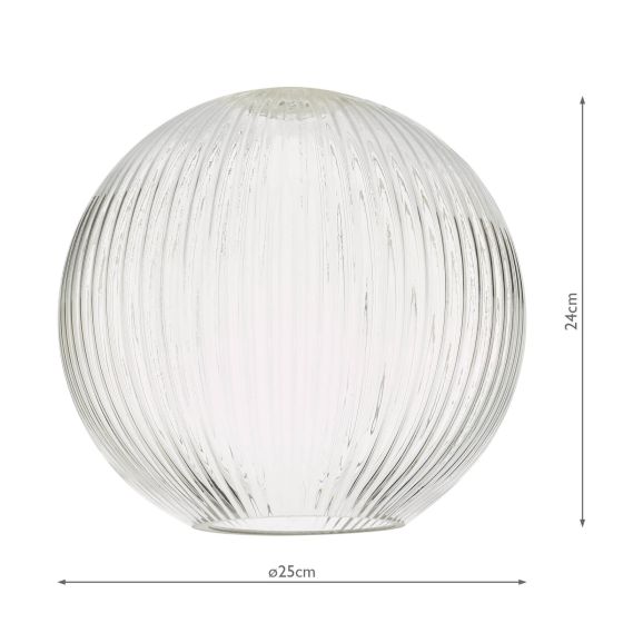 Där Lighting Accessories Easy Fit Ribbed Round Glass Shade
