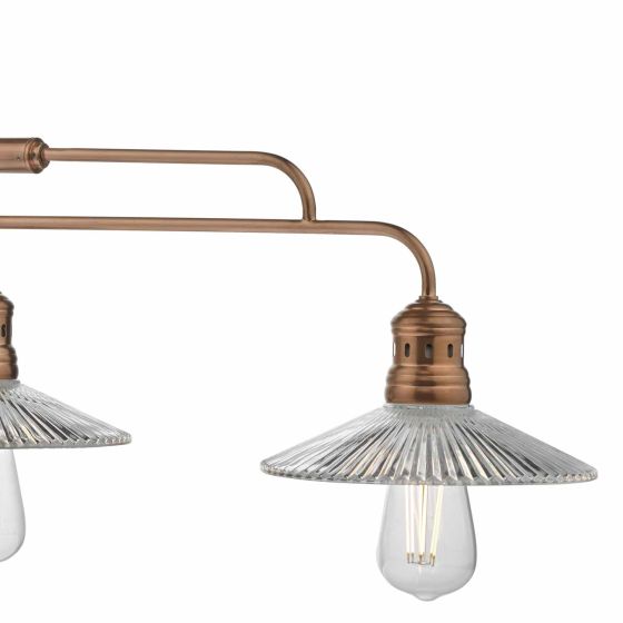 Där Lighting Adeline Bar Pendant Brushed Copper & Glass