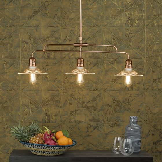 Där Lighting Adeline Bar Pendant Brushed Copper & Glass