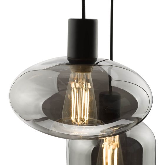 Där Lighting Aiden 3 Light Cluster Pendant Satin Black & Smoked