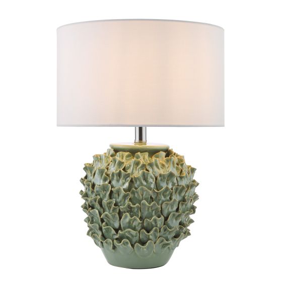 där lighting Ailsa Ceramic Table Lamp Green With Shade