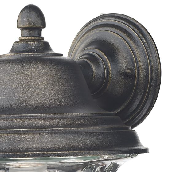 Där Lighting Aldgate Outdoor Wall Light Black/Gold Glass IP44