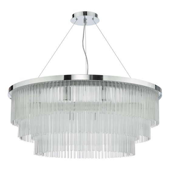 Där Lighting Alpheios 12 Light Chandelier Polished Chrome Glass