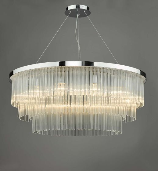 Där Lighting Alpheios 12 Light Chandelier Polished Chrome Glass
