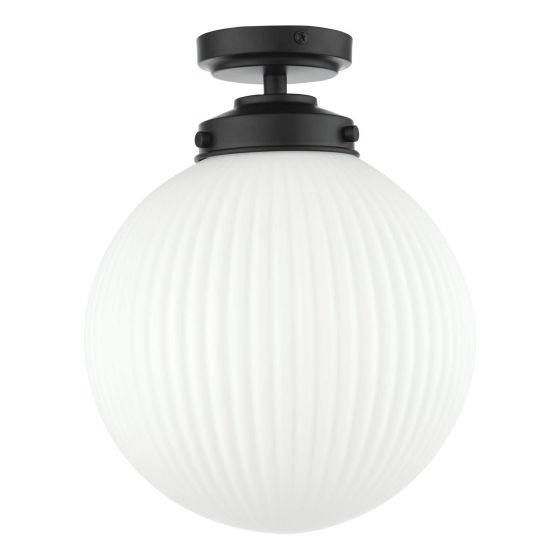 Där Lighting Alrik Bathroom Flush Matt Black Opal Glass IP44