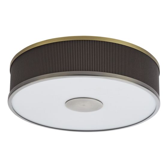 Där Lighting Alvaro 3 Light Flush Antique Bronze With Brown Shade
