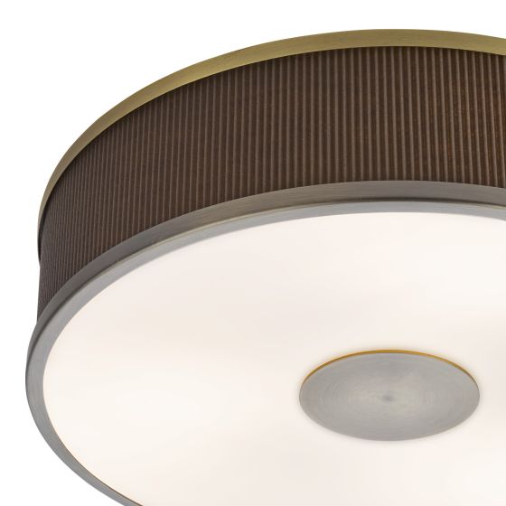 Där Lighting Alvaro 3 Light Flush Antique Bronze With Brown Shade