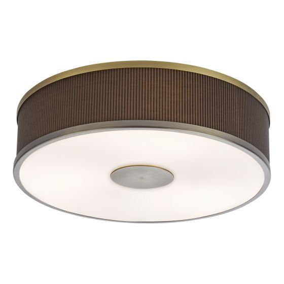 där lighting Alvaro 3 Light Flush Antique Bronze With Brown Shade