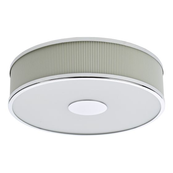 Där Lighting Alvaro 3 Light Flush Polished Chrome With Ivory Shade