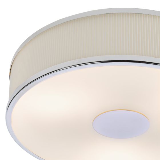 Där Lighting Alvaro 3 Light Flush Polished Chrome With Ivory Shade
