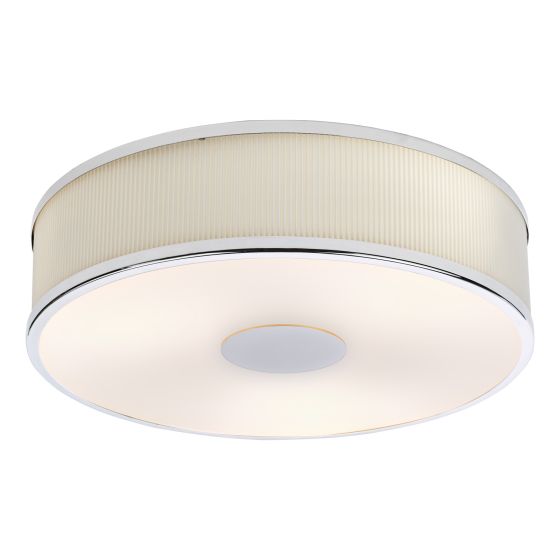där lighting Alvaro 3 Light Flush Polished Chrome With Ivory Shade