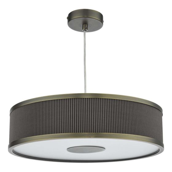 Där Lighting Alvaro 3 Light Pendant Antique Bronze With Brown Shade