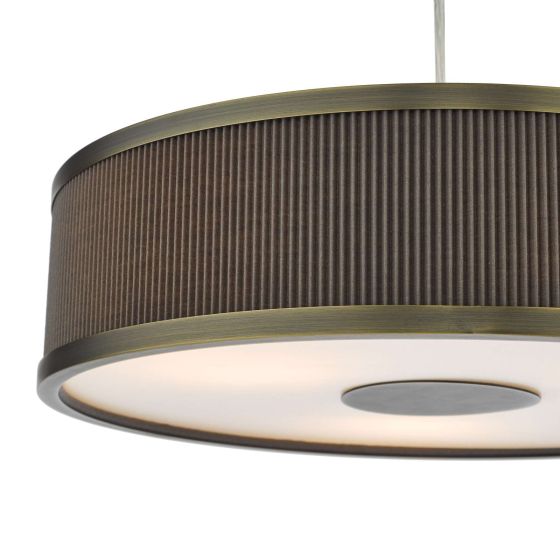 Där Lighting Alvaro 3 Light Pendant Antique Bronze With Brown Shade