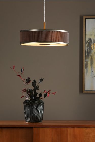 Där Lighting Alvaro 3 Light Pendant Antique Bronze With Brown Shade