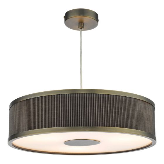 där lighting Alvaro 3 Light Pendant Antique Bronze With Brown Shade