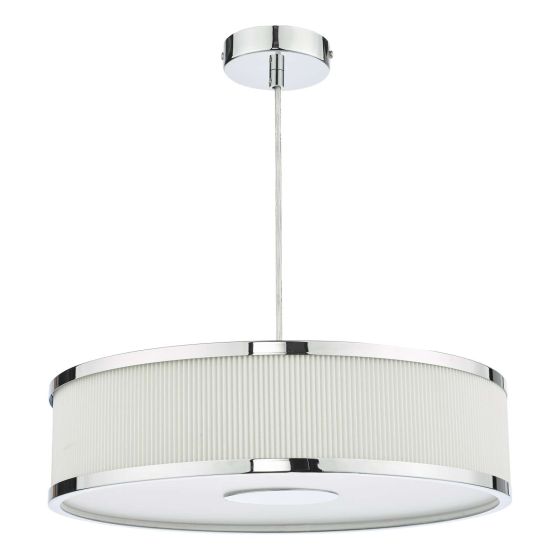Där Lighting Alvaro 3 Light Pendant Polished Chrome With Ivory Shade