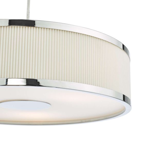 Där Lighting Alvaro 3 Light Pendant Polished Chrome With Ivory Shade