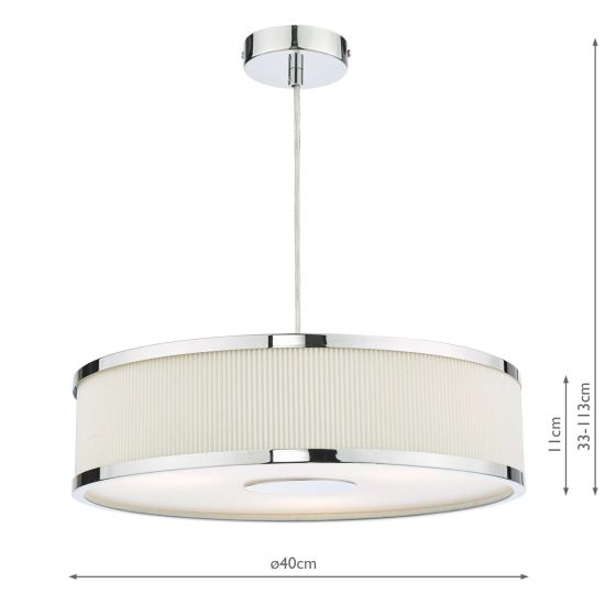 Där Lighting Alvaro 3 Light Pendant Polished Chrome With Ivory Shade