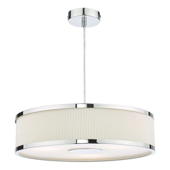 där lighting Alvaro 3 Light Pendant Polished Chrome With Ivory Shade